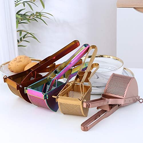 Stainless Steel Potato Ricer Masher Heavy Duty Stainless Steel Food Strainer Masher Press for Vegetables Fruit Pumpkin (Rainbow)