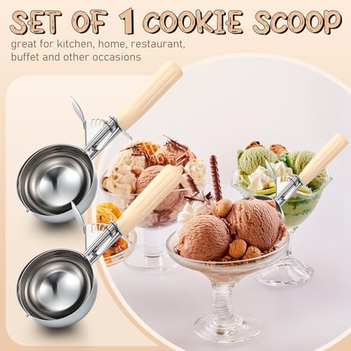 Reallnaive 1 Pcs Ice Cream Scooper with Trigger, 8 oz, Ivory
