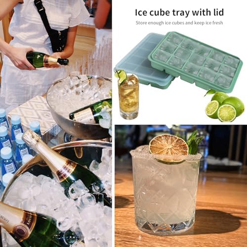 Silicone Ice Cube Trays, Green, Set of 3