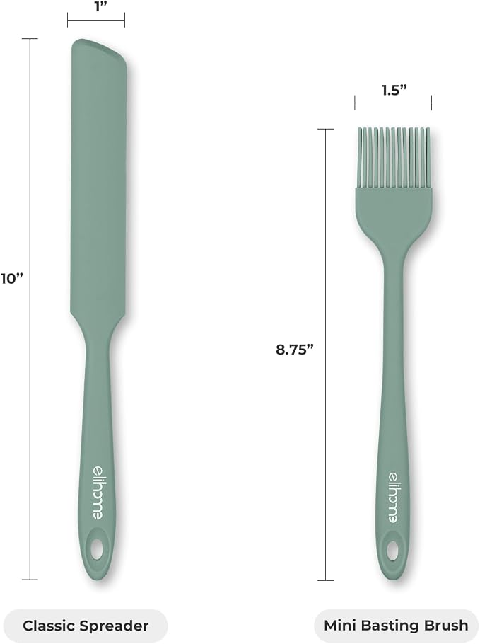 Mini Silicone Basting Pastry Brush, Cooking Brush for Oil Sauce Butter Marinades, Food Brushes for BBQ Grill Kitchen Baking, Baster Brushes Baste Pastries Cakes Meat Desserts, Food Grade, Sage