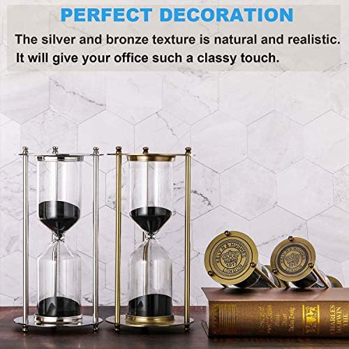 SuLiao Hourglass 15 Minute Sand Timer, Vintage Brass Black Sand Clock, Metal Small Sand Watch 15 Min, Antique Reloj De Arena, Unique Hour Glass Sandglass for Home, Office, Desk Decoration