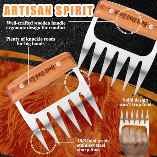 Stainless Steel Meat Shredder Claws, Best Dad Ever Gift