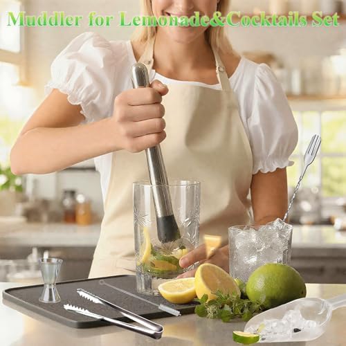 6Pcs Muddler for Cocktail Set with Muddler Cocktail Spoon Jigger Ice Scoop