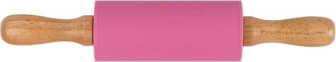 Small Rolling Pin for Kids, Non-Stick Silicone Surface with Wooden Handles for Play Dough and Baking Rolling Pin (Hot Pink)