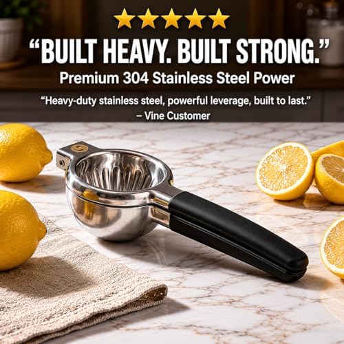 Handheld Lemon Squeezer Stainless Steel, Silicone Handle