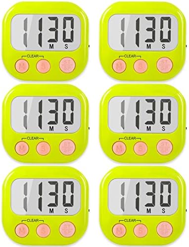 AOUCE Digital Kitchen Timers for Cooking, Timer for Kids 6 Pack Green