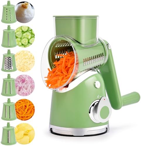 SUSTEAS Rotary Cheese Grater Hand Crank, Kitchen Shredder Vegetable Slicer