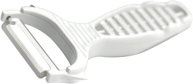 Börner Vegetable Peeler (6-in-1) • Garnishing Peeler with Grater • Multifunctional Peeler for Fruits & Vegetables • Fruit Peeler, Universal Peeler, Potato Peeler • Color: White