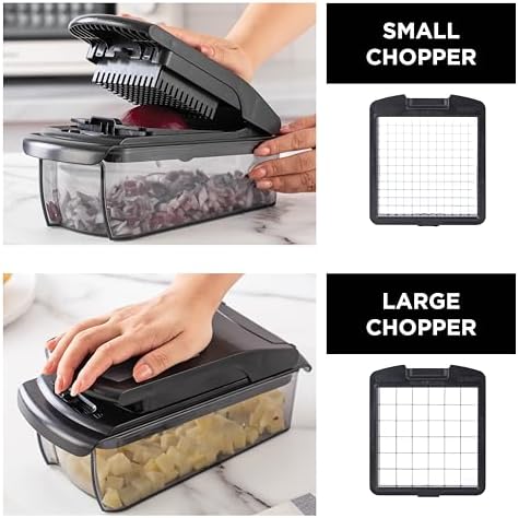 Cook with Color Vegetable Chopper - Multifunctional 11 in 1 Vegetable Chopper with Container - Food Chopper to Dice, Chop, Slice, Julienne and Spiralize, Black