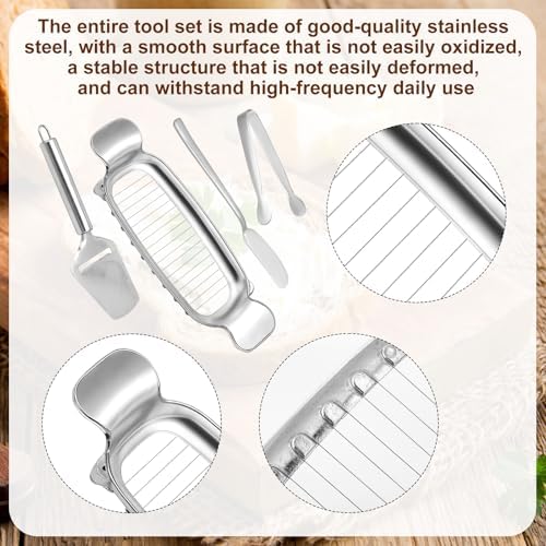 4pcs Stainless Steel Cheese Cutter Set, Includes Wire Butter Slicer Butter Spreader Cheese Plane and Tongs Practical Kitchen Tools for Home Kitchen Baking Breakfast