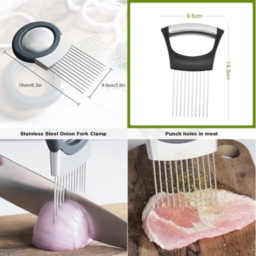 Onion Holder for Slicing - 2024 Upgrade Stainless Steel Vegetable Slicer Cutter for Potato and Tomato, Kitchen Chopper Slicing Assistant Tool, Lemon Slicer (2, Style 2)