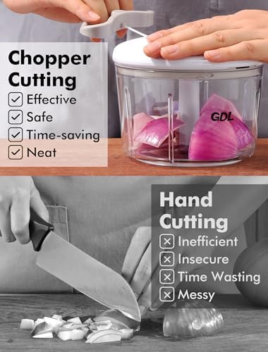 GDL Food Chopper, Vegetable Chopper, Pull String Onion Chopper Dicer, 800ML
