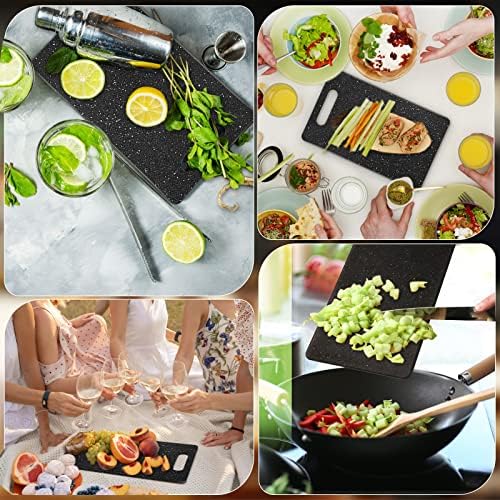 6 Pcs Plastic Cutting Boards Bar Granite Color Cutting Board with Easy Grip Handle Dishwasher for Food Fruits Vegetables Home(Small) (Pack of 2)