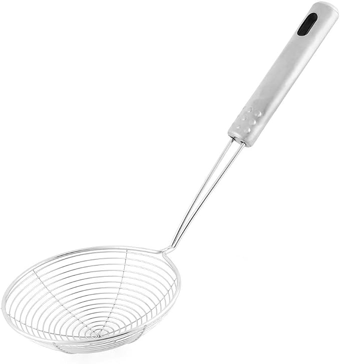 uxcell Metal Wire Spiral Mesh Kitchen Frying Skimmer Strainer Filter Ladle 6 Inch Dia
