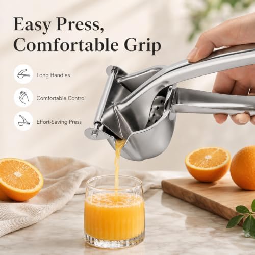 Manual Fruit Juice Squeezer, 304 Stainless Steel Hand Citrus Press