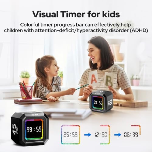 Kitchen Timer Visual Timer for Kids Color Display Gravity Sensor Cube