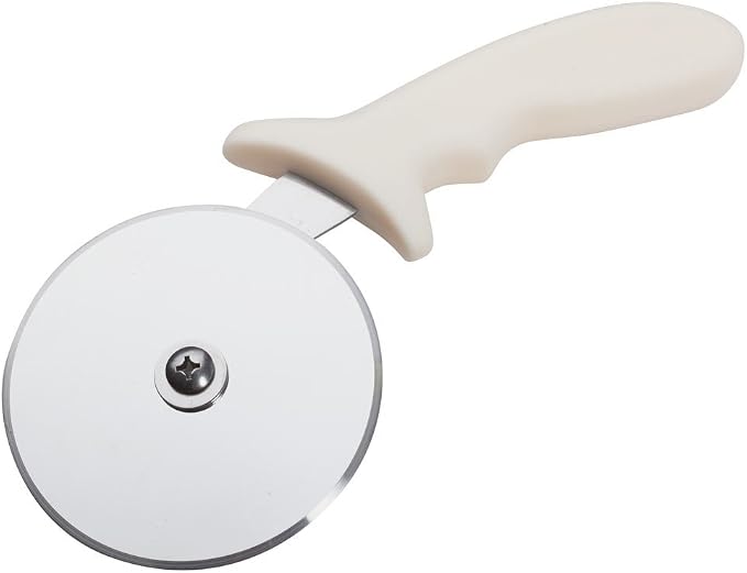 Thunder Group SLTWPC004 Stainless Steel Pizza Cutter with White Handle, 4-Inches Wheel (Overall with Handle: 9-3/8 Inches Long)