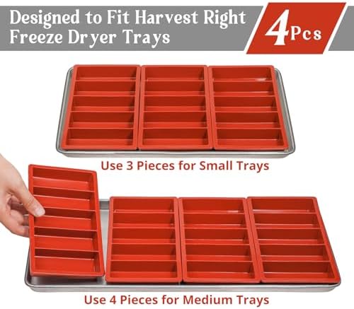 Webake Silicone Tray Dividers for Harvest Right Set of 4, Perfect Fit Medium and Small Trays, BPA Free Molds for Harvest Right Freeze Dryer Accessories