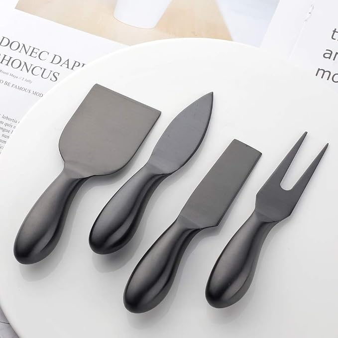 Cheese Knife Set,Stainless Steel Cheese Tool,Ergonomic Design&Easy To Use, for Birthday/Parties/Wedding/Bridal Shower/Housewarming and Anniversary (blackcase) black x case