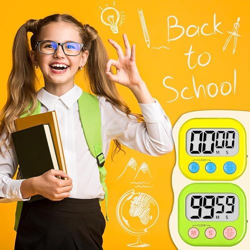 ZILLEEN Classroom Timer for Kids Teachers 2 Pack Digital Timers Green Ye