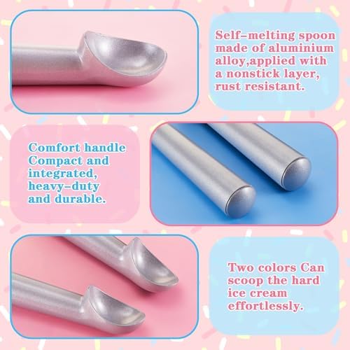 Gejoy 8 Pcs Ice Cream Scoop Set, Ice Cream Scoops 7 Inch, Silver