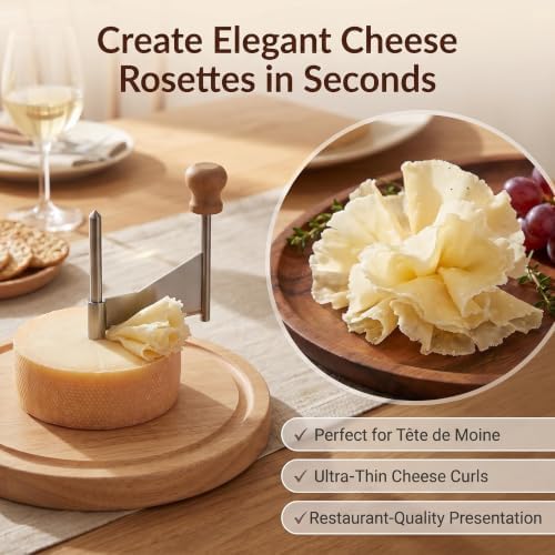 Cheese Curler Wheel, Girolle Cheese Shaver with Wood Base