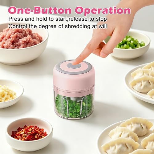 Electric Garlic Mincer, 250ML Small Onion Chopper USB