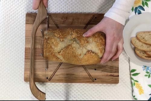 Out of the Woods of Oregon Made in the USA Bow Style Bread and Bagel Slicer Bread Knife for slicing Sourdough, Bagels and more - Natural Alder (RIGHT HANDED)