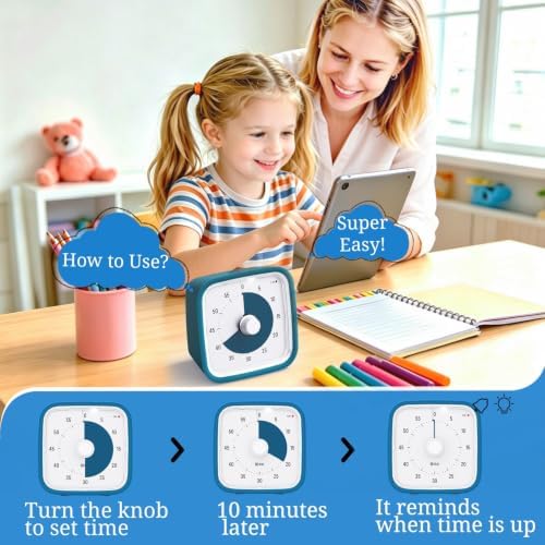 Visual Timer for Kids and Adult, 60-min Countdown Timer, DarkBlue