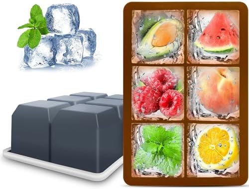 Excnorm Silicone Ice Cube Trays, 2‑Pack Large Square Molds with Lid