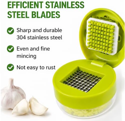 Garlic Press, Manual Garlic Chopper Mini with Stainless Steel Blades.(1)