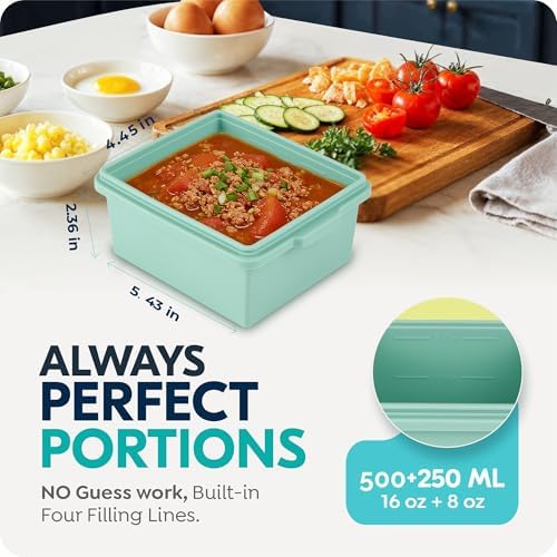 Silicone Soup Freezer Molds with Lids, 2 Cup Large Freezer Tray, 4 Pack