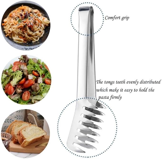 Stainless Steel Spaghetti Server Set 9" Spaghetti Pasta Tong Pasta Spoon Server Fork Measuring Tool Set