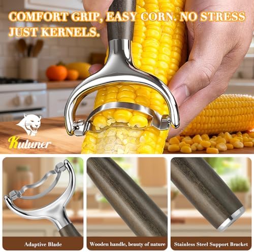 KULUNER Corn Peeler Stripper Handle 304 Steel Blade for Seniors Arthritis