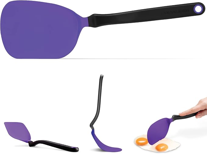Dreamfarm Chopula – Super Flexible Chopping Sit Up Spatula – Safe for Non-Stick One Size Purple | Non-stick cookware safe, heat resistant, thin, flexible flipper, turner and food chopper with sit-up, no-mess handle, 12"