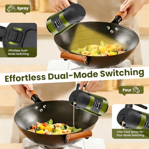 Oliver Oil Sprayer Dispenser for Cooking Bottle 16oz Green Glass 2pcs Black