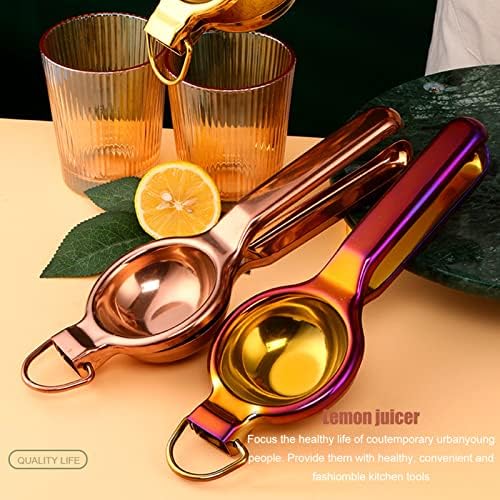 Lemon Squeezer, Stainless Steel Hand Press Citrus Juicer with Ergonomic Handle, Manual Fruit Press Squeezer for Juicing Oranges Lemons Limes(Gold)