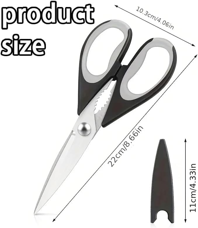 Kitchen Scissors All Purpose Heavy Duty, Kitchen Utensils Set, Stainless Steel Cooking Utensils Gadgets Meat Poultry Food Shears Dishwasher Safe Utility Tools Home (Orange, black and gray)