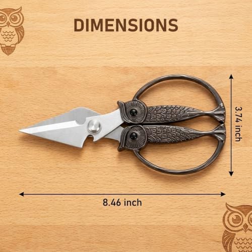 XSNBRD Kitchen Shears Sharp, Black Gun Stainless Steel Owl Scissors Large