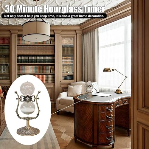 Sanduhr 30 Minuten,Reversible Hour Glass,Metal Vintage Hourglass,Hourglass Decor,for Home Decoration Office Desk Wedding Party Decor Kitchen Timer (White Sand)