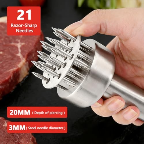 Meat Tenderizer Tool with 21 Sharp Needles 304 Stainless Steel