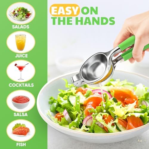 Lemon Squeezer Large, Lemon Squeezer Juicer Stainless Steel, Heavy Duty Manual Citrus Juicer Hand Press, Kitchen Tools Lime Squeezer Bar Tool, Easy to Clean Metal Lemon Hand Press