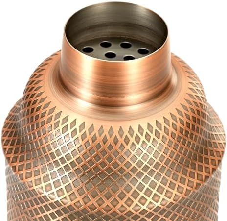 Barfly 3-Piece Diamond Lattice Etch Japanese Cocktail Shaker Set (24 Oz/700ml), Antique Copper