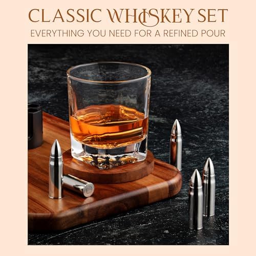 Mixology & Craft Premium Metal Ice Cubes | Stainless Steel Reusable Chilling Stones | Non-Melting Alternative for Whiskey, Scotch & Fine Spirits | Ideal Whiskey Stones Gift Set