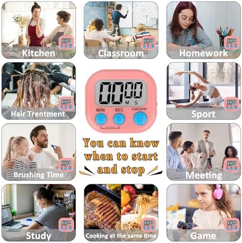 ZILLEEN Digital Kitchen Classroom Timers for Kids Cooking 6pcs Blu Grn Pk