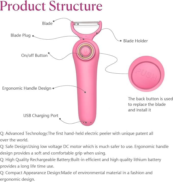 3-in-1 Electric Peeler | Auto Blade for Fruits/Vegetables