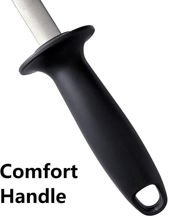 12 Inch Diamond Knife Sharpening Steel Rod, Professional Kitchen Diamond Knife Blade Sharpener Rod Stick, Knife Honer Steel for Honing Knife Blades, Chef Knives and Shears
