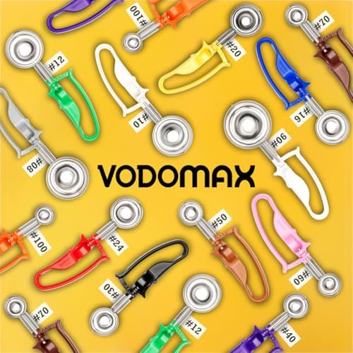 VODOMAX Size 10 IVORY (3.19 oz.) Commercial Food Disher, Portioner, 13 Sizes, Color-Coded, Stainless 18-10 (SUS304), Non-Spring Design, Palm-Squeeze, Rice Scoop, Ice Cream Scoop, gelato scooper