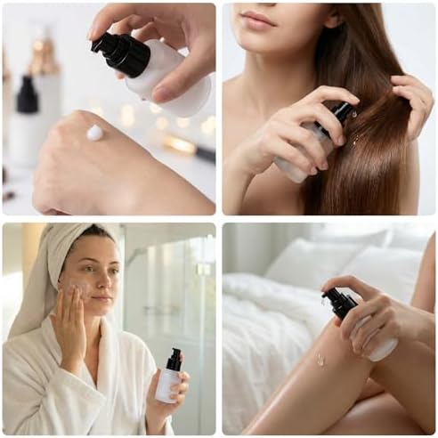 Segbeauty 2oz Frosted Glass Lotion Bottle for Travel, 3pcs Matte Translucent Refillable Pump Bottle for Hair Oil, 60ml Travel Size Container for Liquids, Empty Cream Dispenser, Skincare Refill Bottle