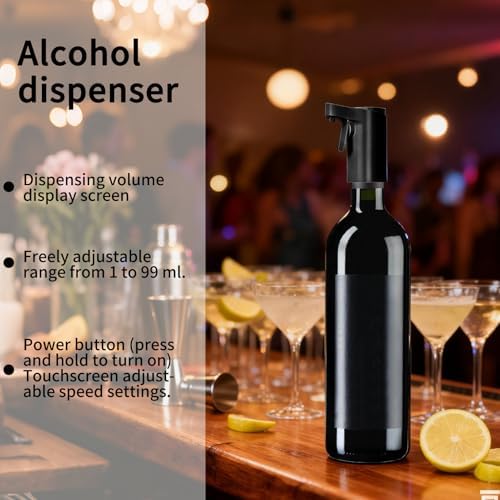 Electric Liquor Dispenser, Automatic Touch Screen Decanter, Digital Whiskey Pourer, 4 Modes Adjustable And Rechargeable
